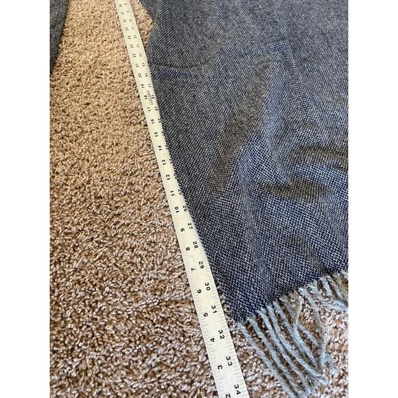100% wool Fairbault Shawl Scarf Poncho Navy Blue and Grey - Picture 9 of 12